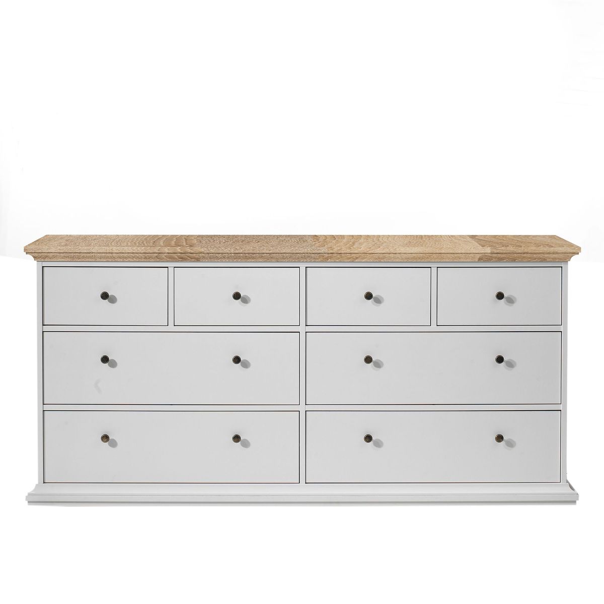 TVILUM - Cómoda París 8 Cajones 183x48x86cm Blanco Roble Patinado