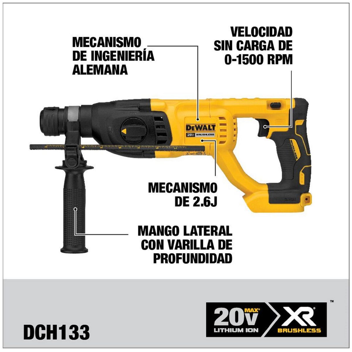 DEWALT - Rotomartillo Inalámbrico Dewalt SDS Plus Brushless 20V