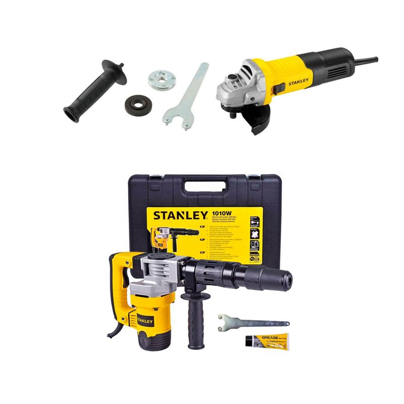 STANLEY - Martillo Demoledor SDS Max Stanley 1010W SHM5K + Amoladora Angular Electrica Stanley 4-1/2" 900W STGS9115