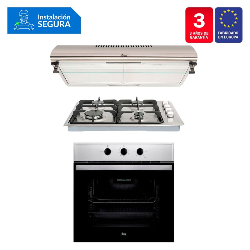 TEKA - Combo Cocina Empotrable HLX 50 4G AI CI + Campana CL 610 C/F + HornoHBB 535