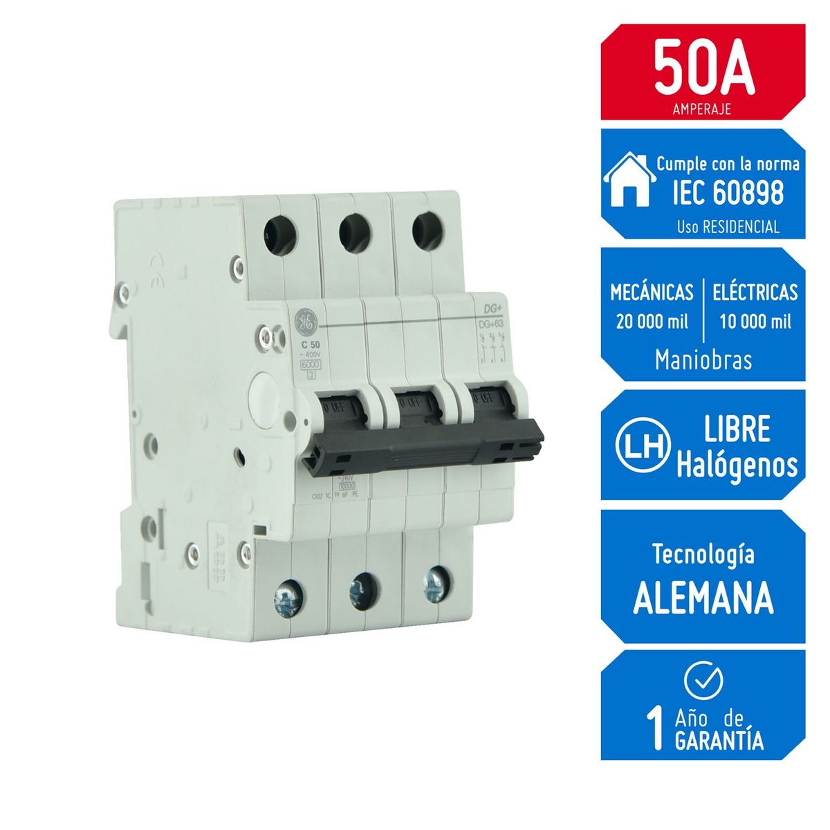 GENERAL ELECTRIC - Interruptor Termomagnético 3x50A GE