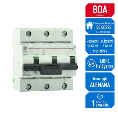 Interruptor Termomagntico 3X80A General Electric