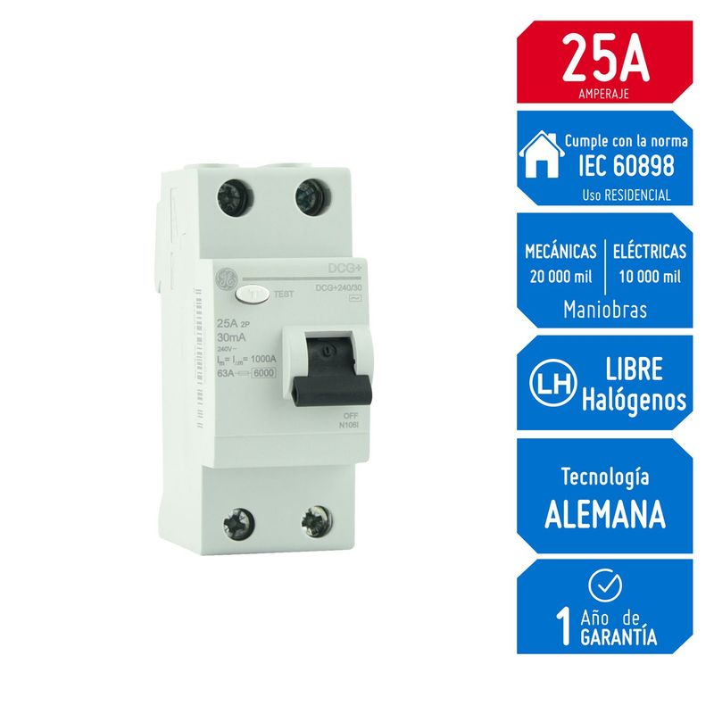 GENERAL ELECTRIC - Interruptor diferencial 2x25A General Electric