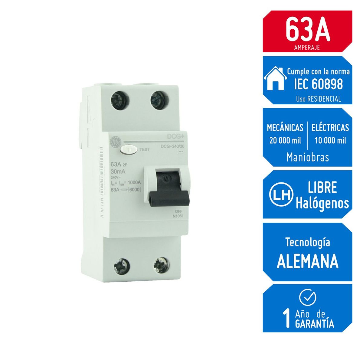 GENERAL ELECTRIC - Interruptor diferencial 2x63A General Electric