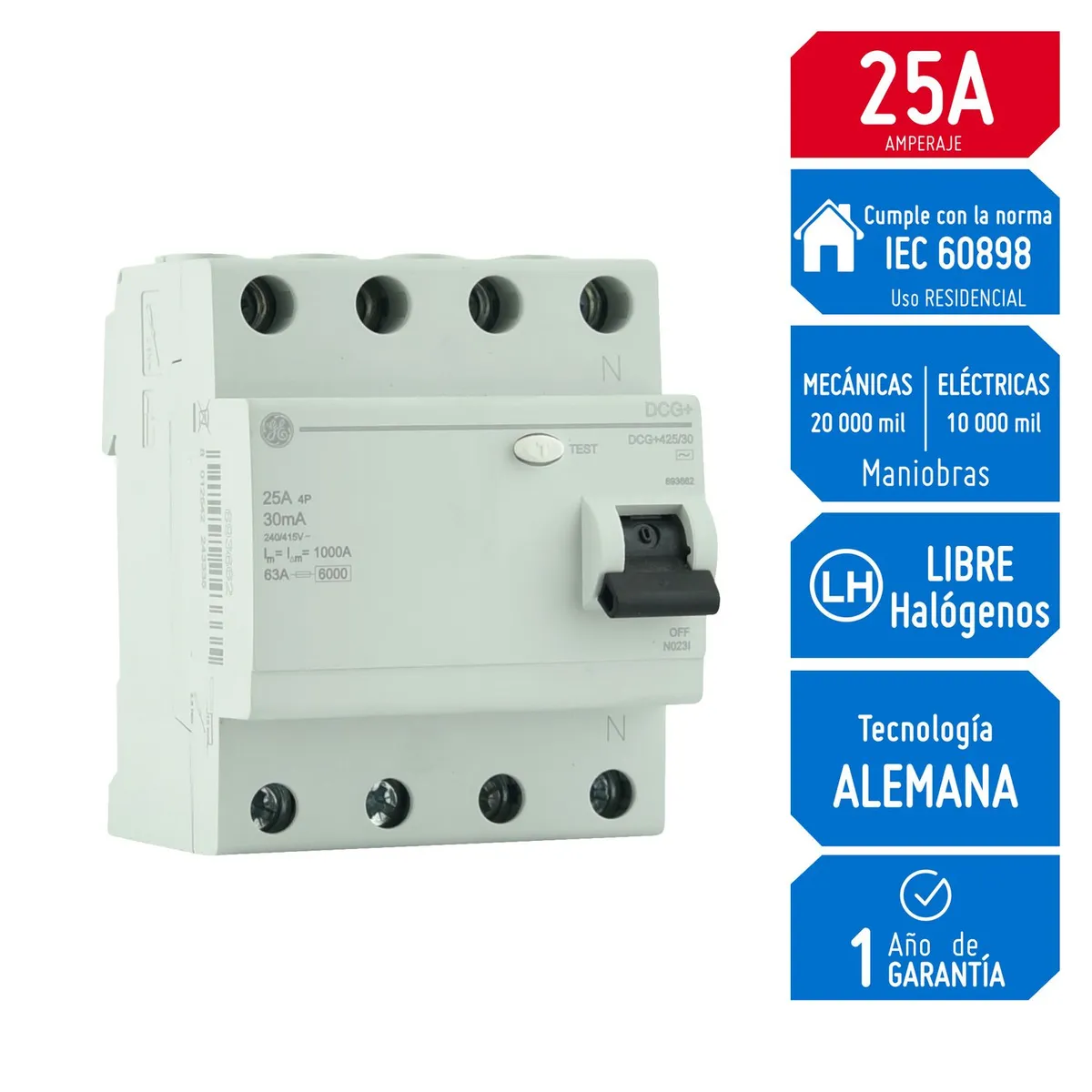 GENERAL ELECTRIC - Interruptor diferencial 4x25A General Electric