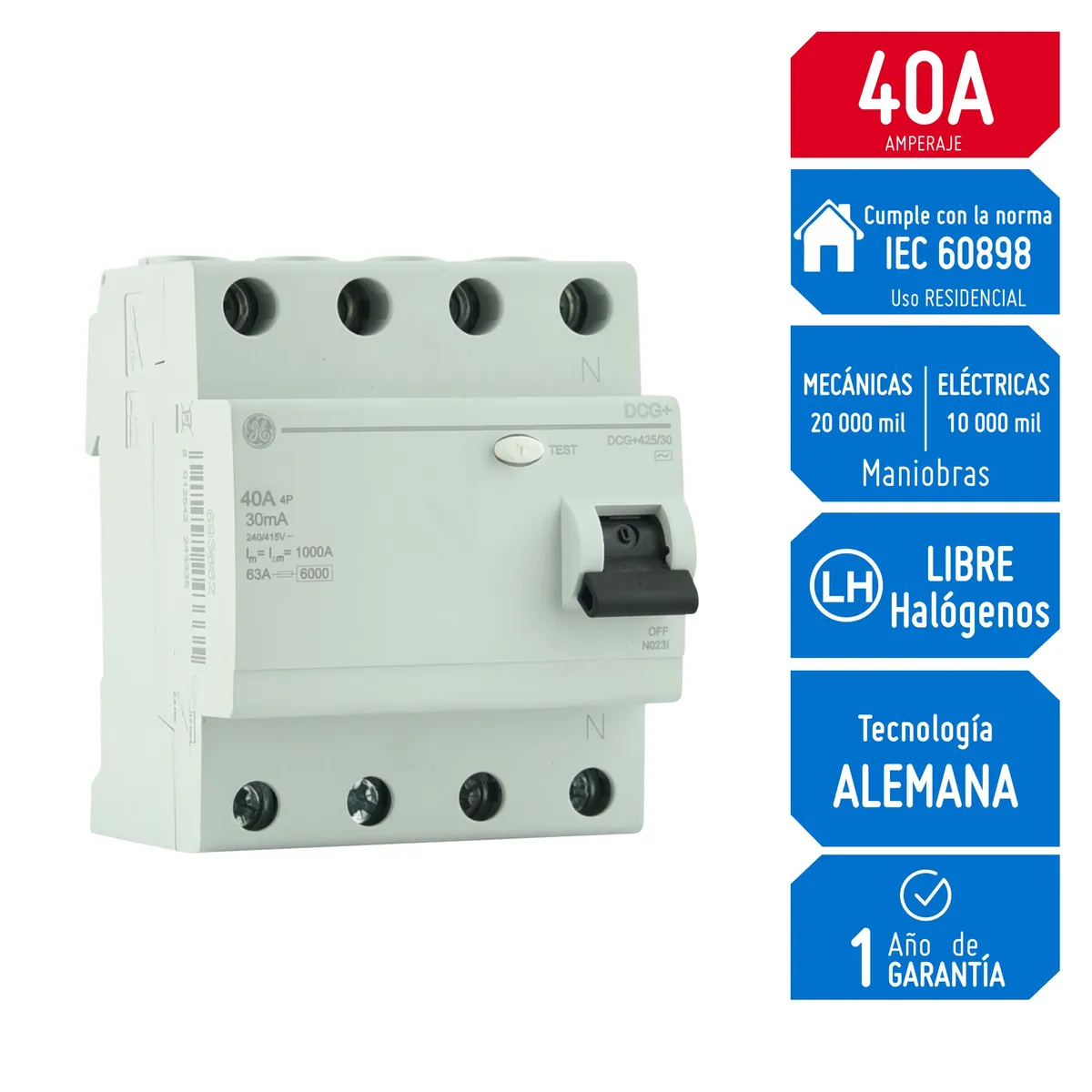 GENERAL ELECTRIC - Interruptor Diferencial 4x40A