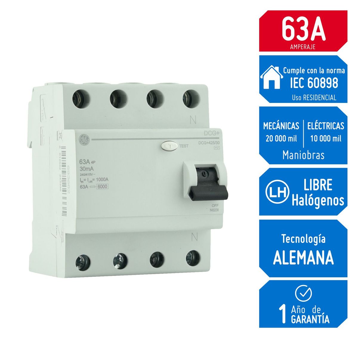 GENERAL ELECTRIC - Interruptor diferencial 4x63A General Electric