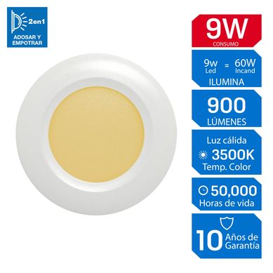 Spot para Empotrar Redondo LED Luz C�lida 9W