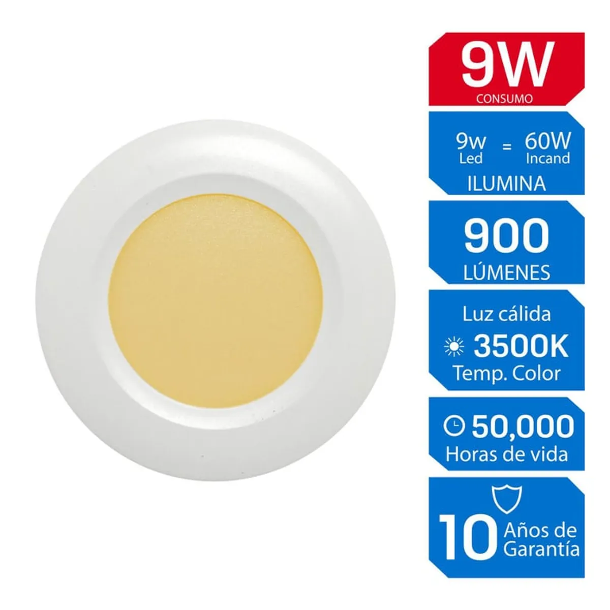 ILUMA - Spot para Empotrar Redondo LED Luz Cálida 9W