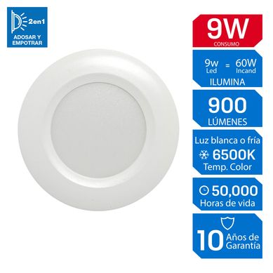 Spot para Empotrar Redondo LED Luz Fr�a 9W
