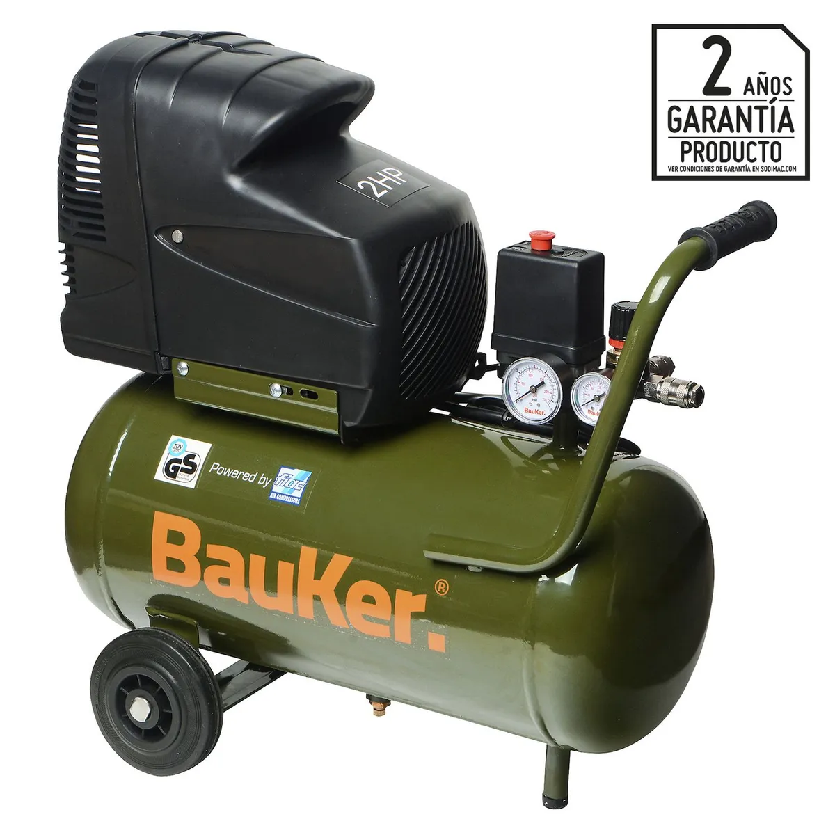 BAUKER - Compresor De Aire Eléctrico Bauker 2HP 24 Lt