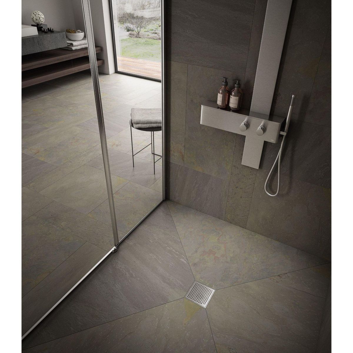 QM DRAIN - Desagüe Lagos Cuadrado 4'' Acero Satinado