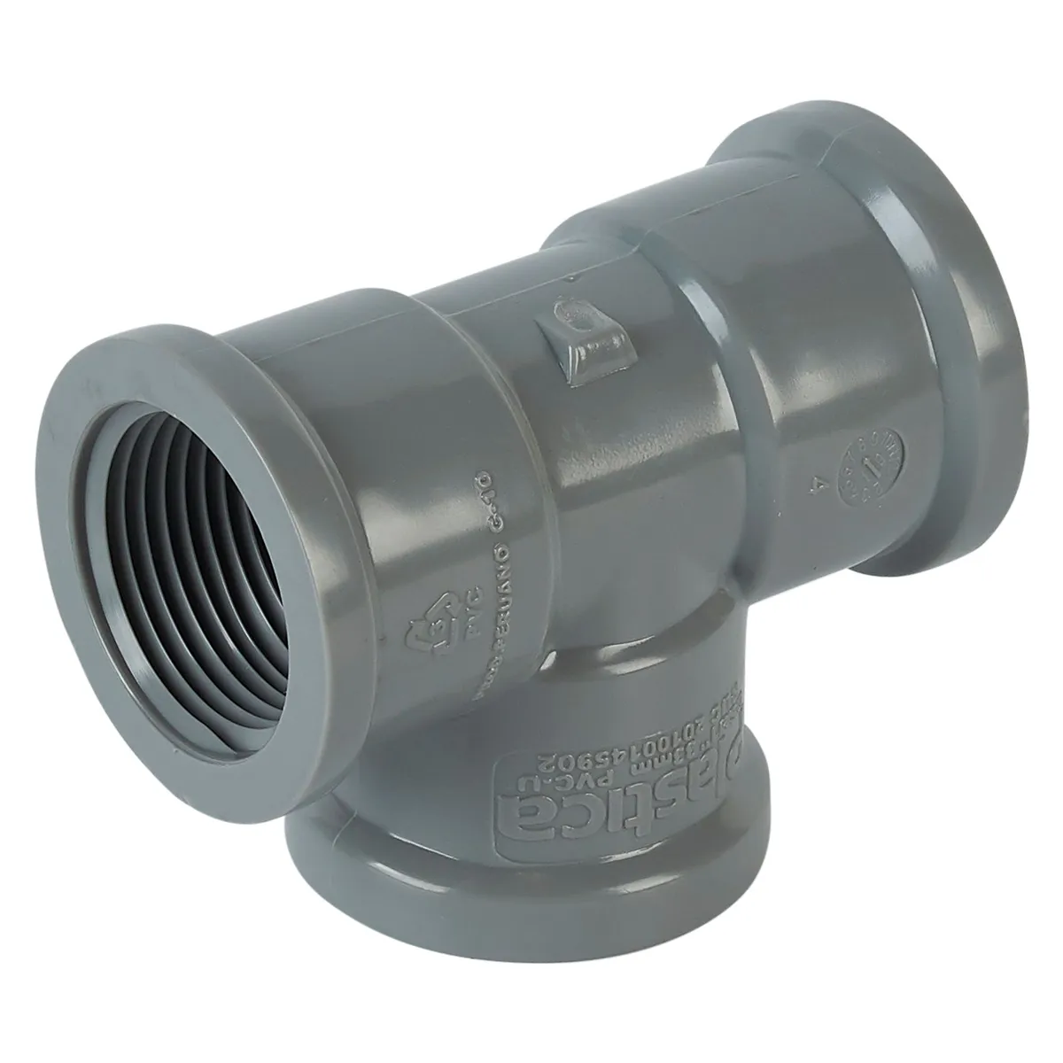 PLASTICA - Tee 1" PVC con rosca Plastica 