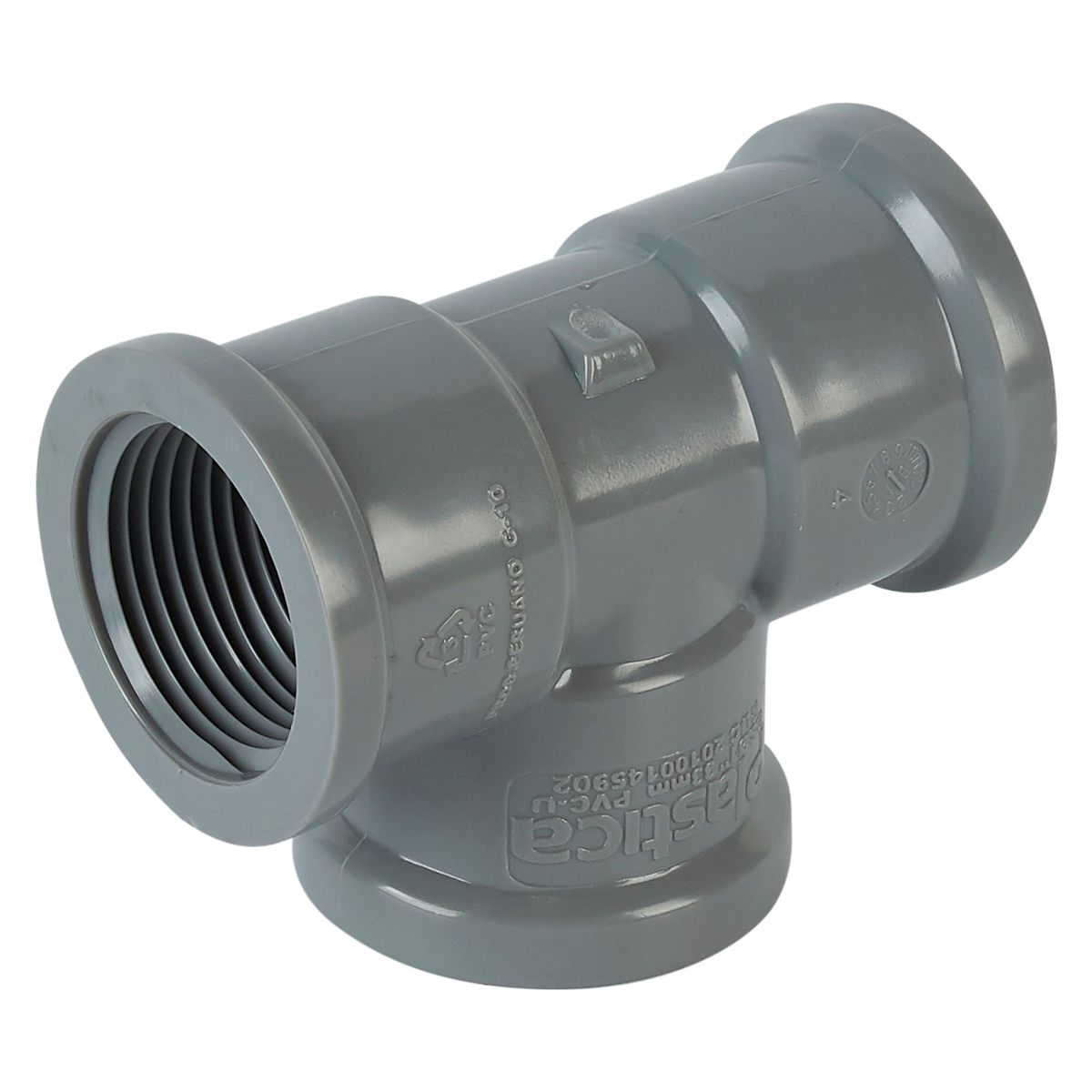 PLASTICA - Tee 1" PVC con rosca Plastica 