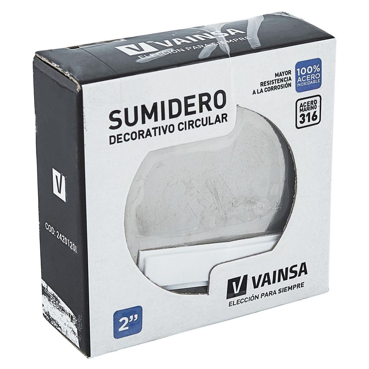 VAINSA - Sumidero Decorativo Circular 2'' Acero Inoxidable