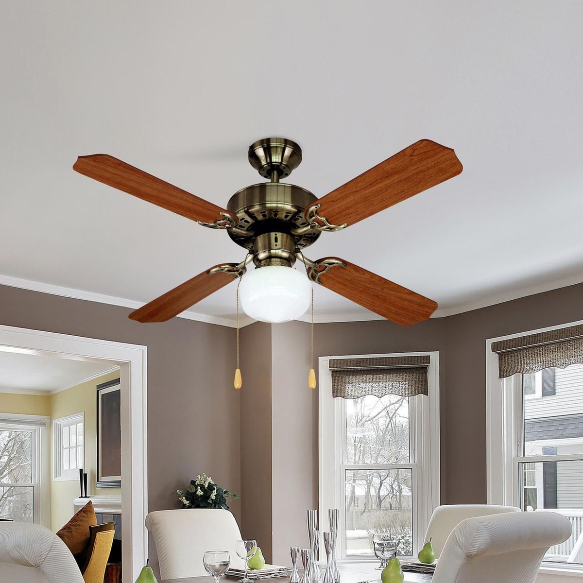 CASA BONITA - Ventilador de Techo Yves 1L 4Asp Bronce 45 W