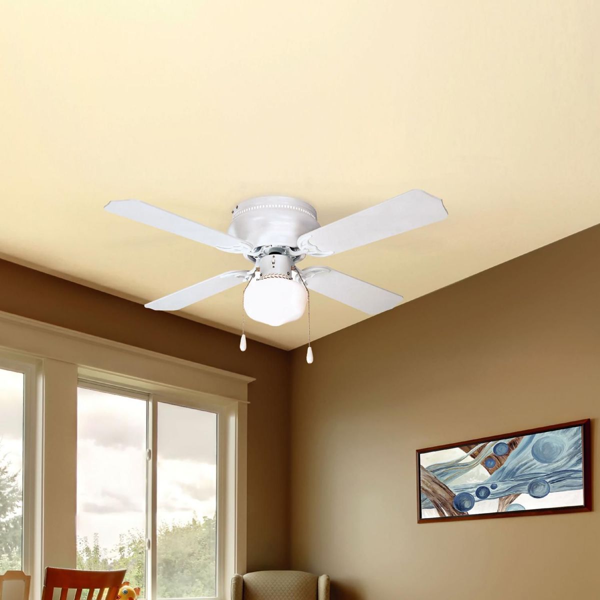 JUST HOME COLLECTION - Ventilador de Techo Ismay 1L 4Asp Bco 45 W