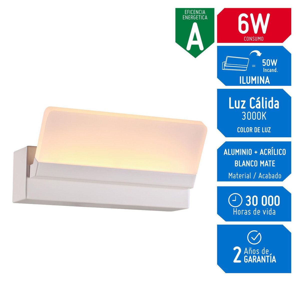 Lámpara de Pared Led Kineta 1 Luz 6W 220V, marca DESIRE - Foto Principal