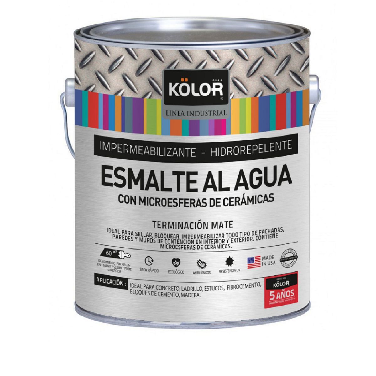 KOLOR - Esmalte Impermeabilizante al agua Mate Blanco 1 gl