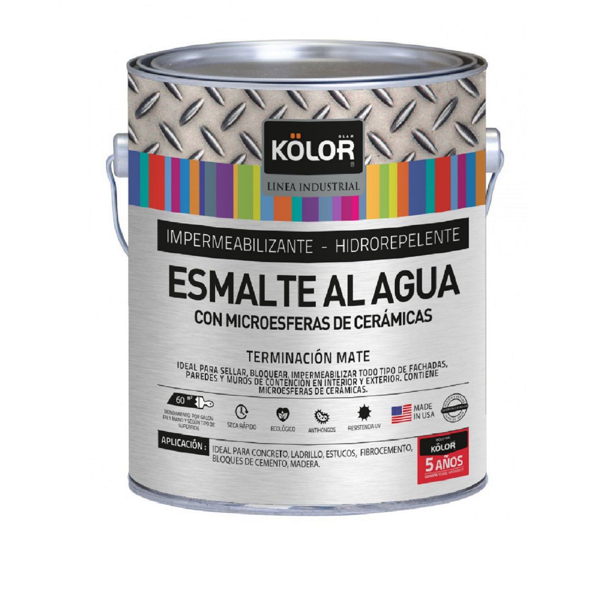 KOLOR - Esmalte Impermeabilizante al agua Mate Blanco 1 gl
