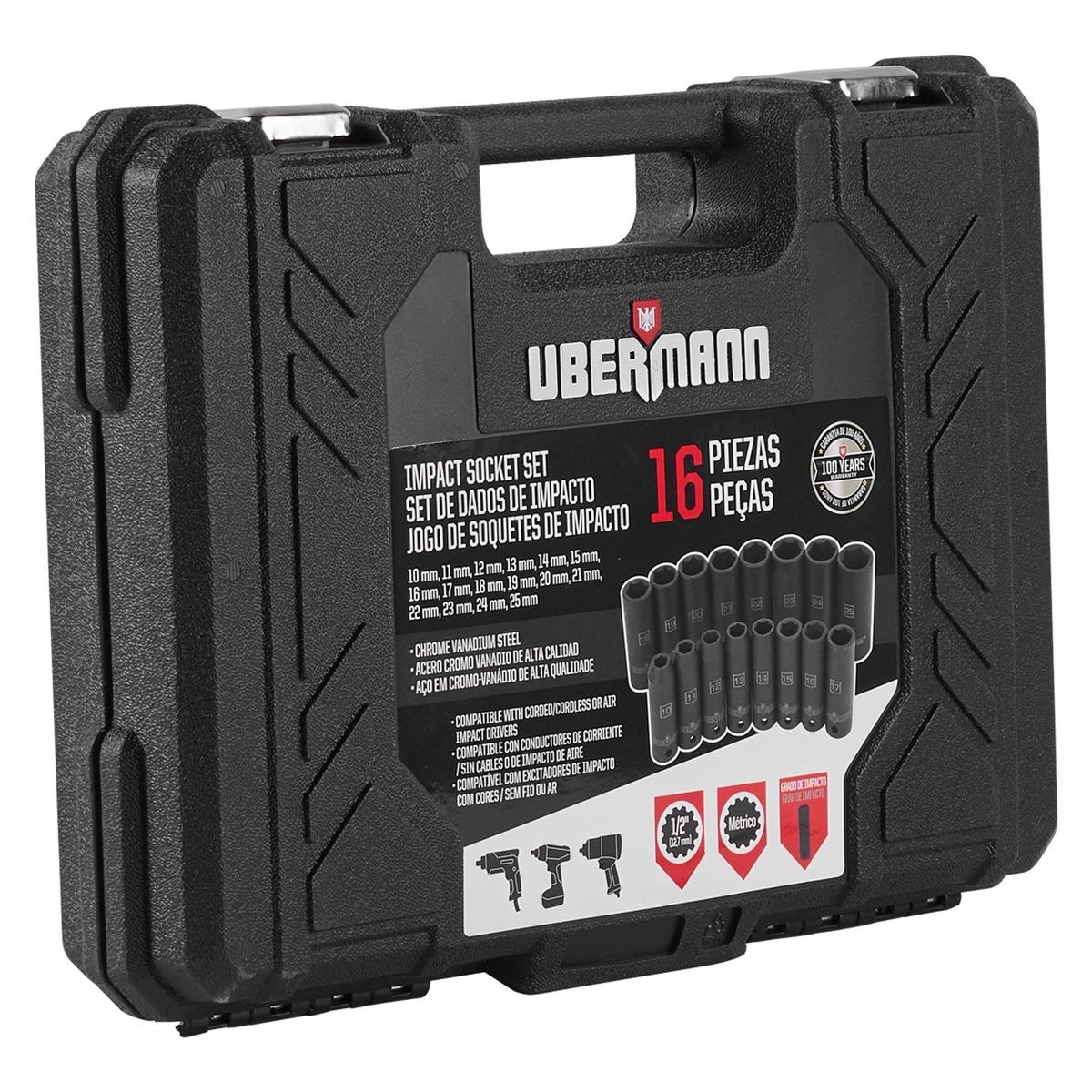 UBERMANN - Set Dados de Impacto 1/2'' 10 mm - 25 mm