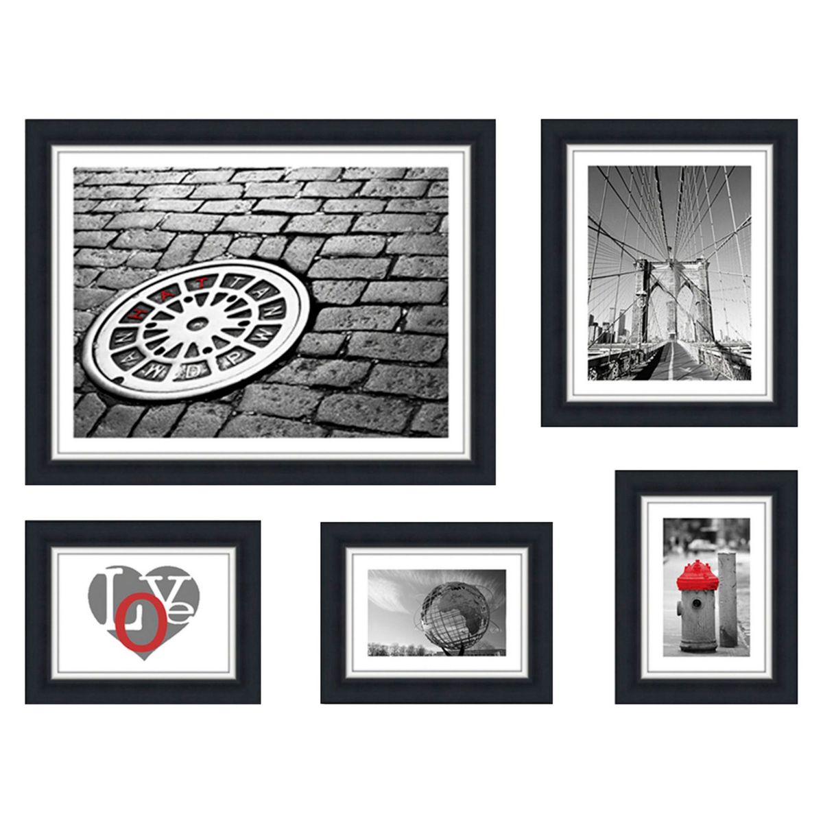 JUST HOME COLLECTION - Set 5 Marco de Fotos Negro