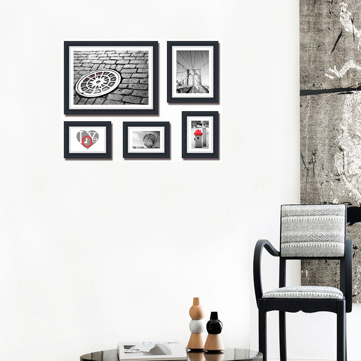 JUST HOME COLLECTION - Set 5 Marco de Fotos Negro