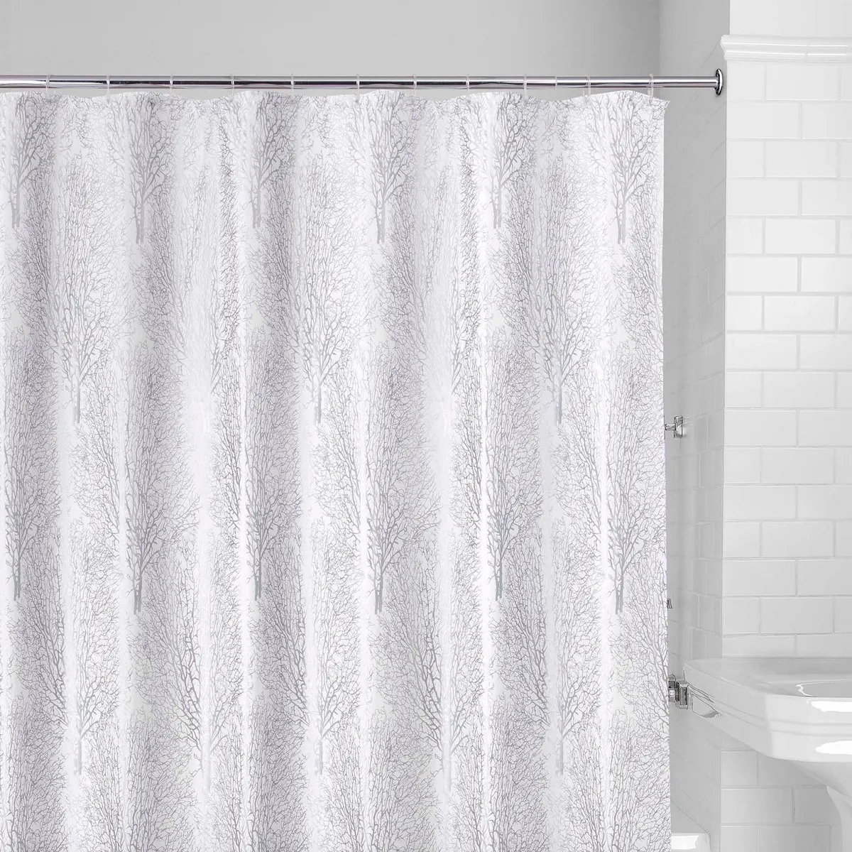 JUST HOME COLLECTION - Cortina de Baño Rama Plata 178x180cm