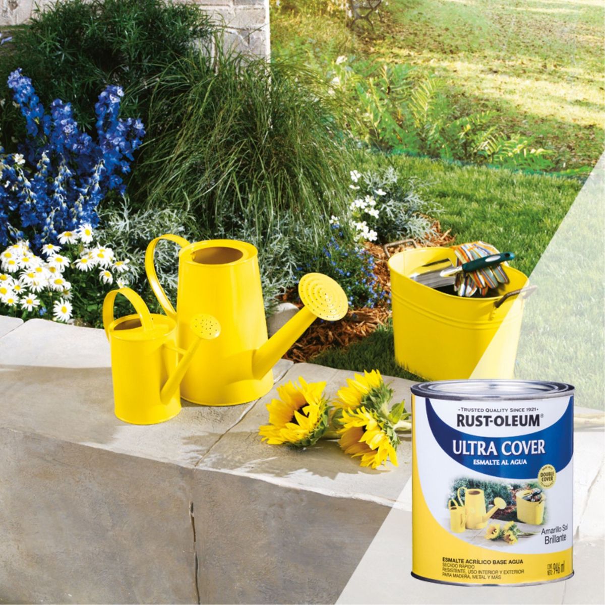RUST OLEUM - Esmalte al Agua Ultra Cover Amarillo Sol Brillante 0,946L