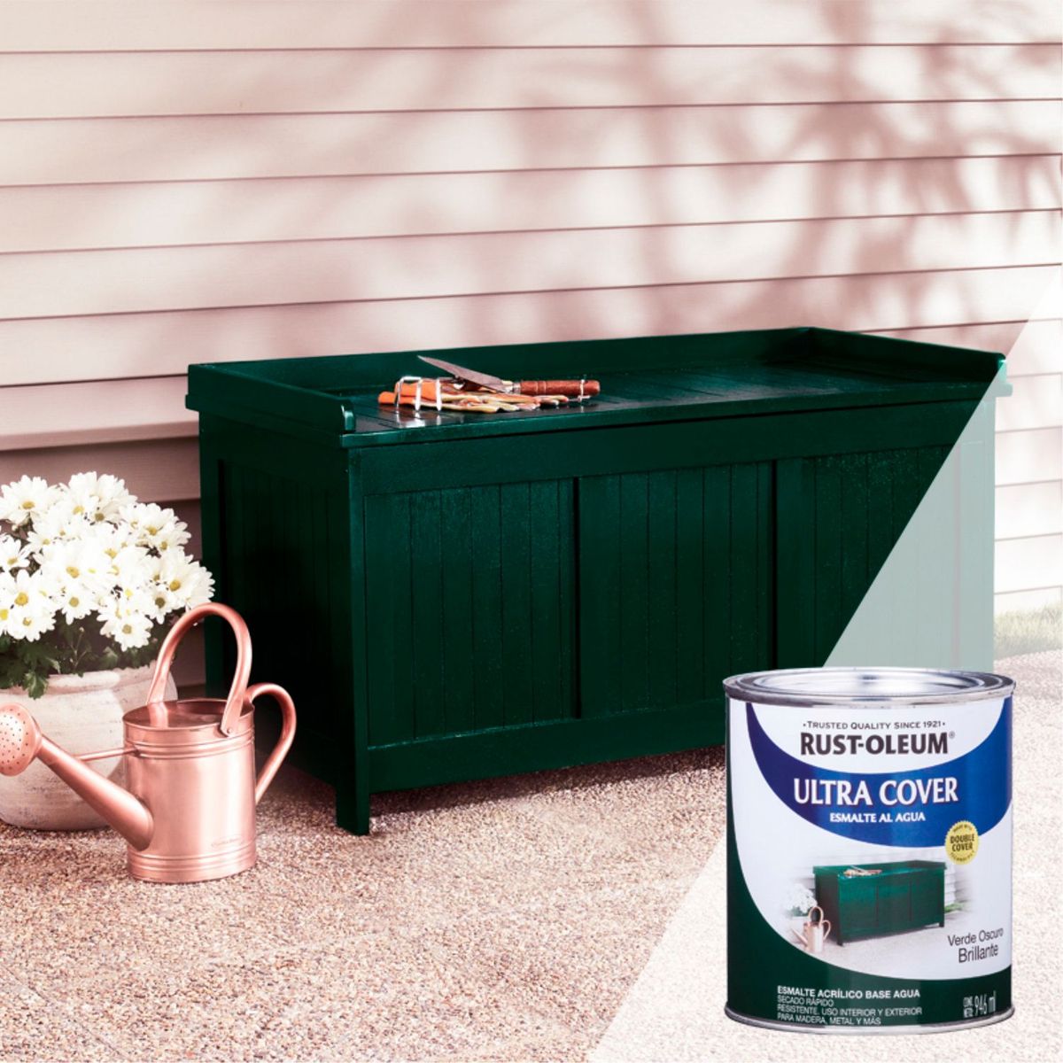 RUST OLEUM - Esmalte al Agua Ultra Cover Verde Oscuro Brillante 0,946L