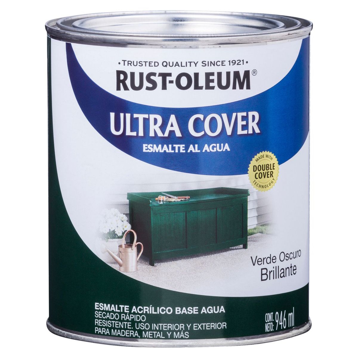 RUST OLEUM - Esmalte al Agua Ultra Cover Verde Oscuro Brillante 0,946L