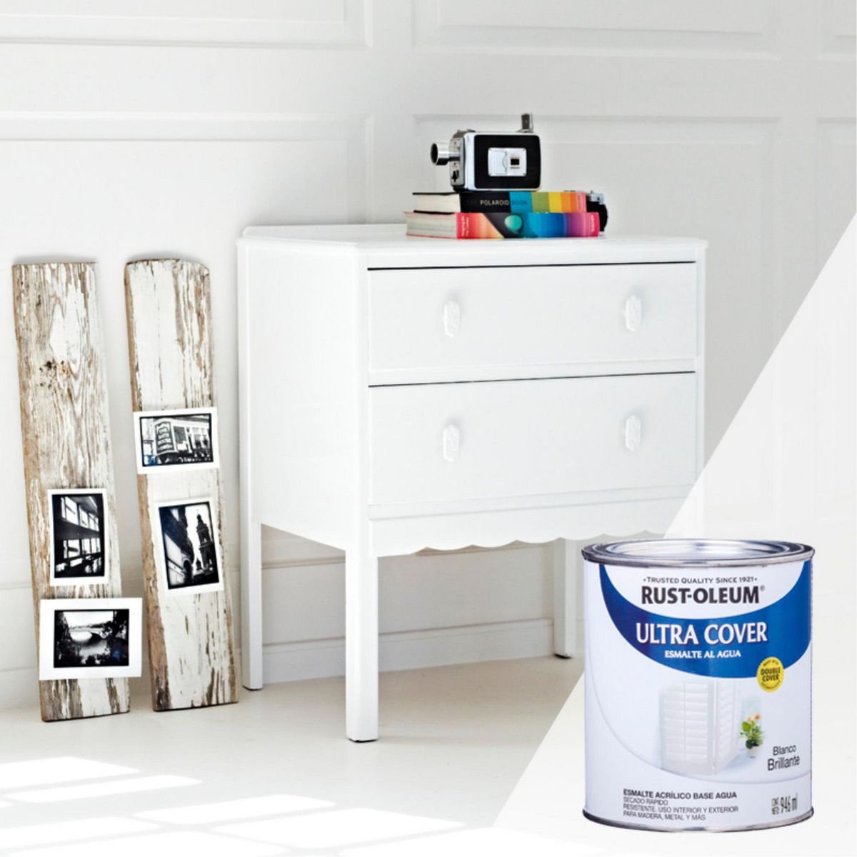 RUST OLEUM - Esmalte al Agua Ultra Cover Blanco Brillante 0,946 L