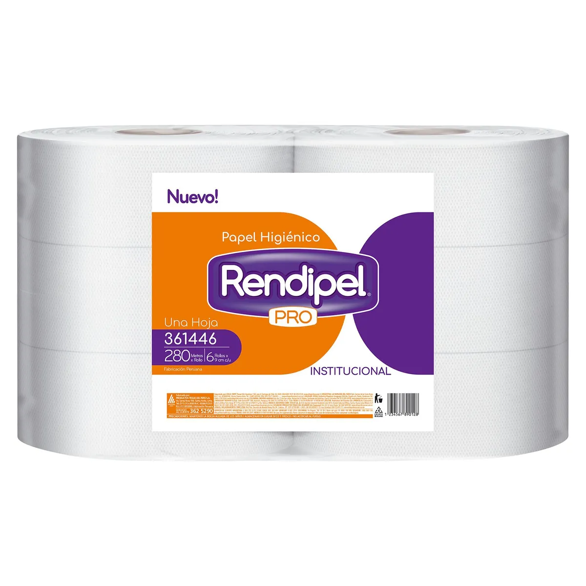 RENDIPEL PRO - Papel Higiénico Rendipel Pro Jumbo 6 rollos 280m
