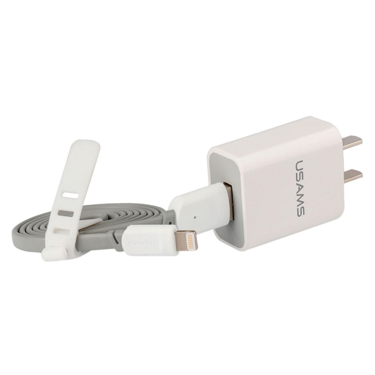USAMS - Kit iPhone USB Pared con Cable Data Blanco