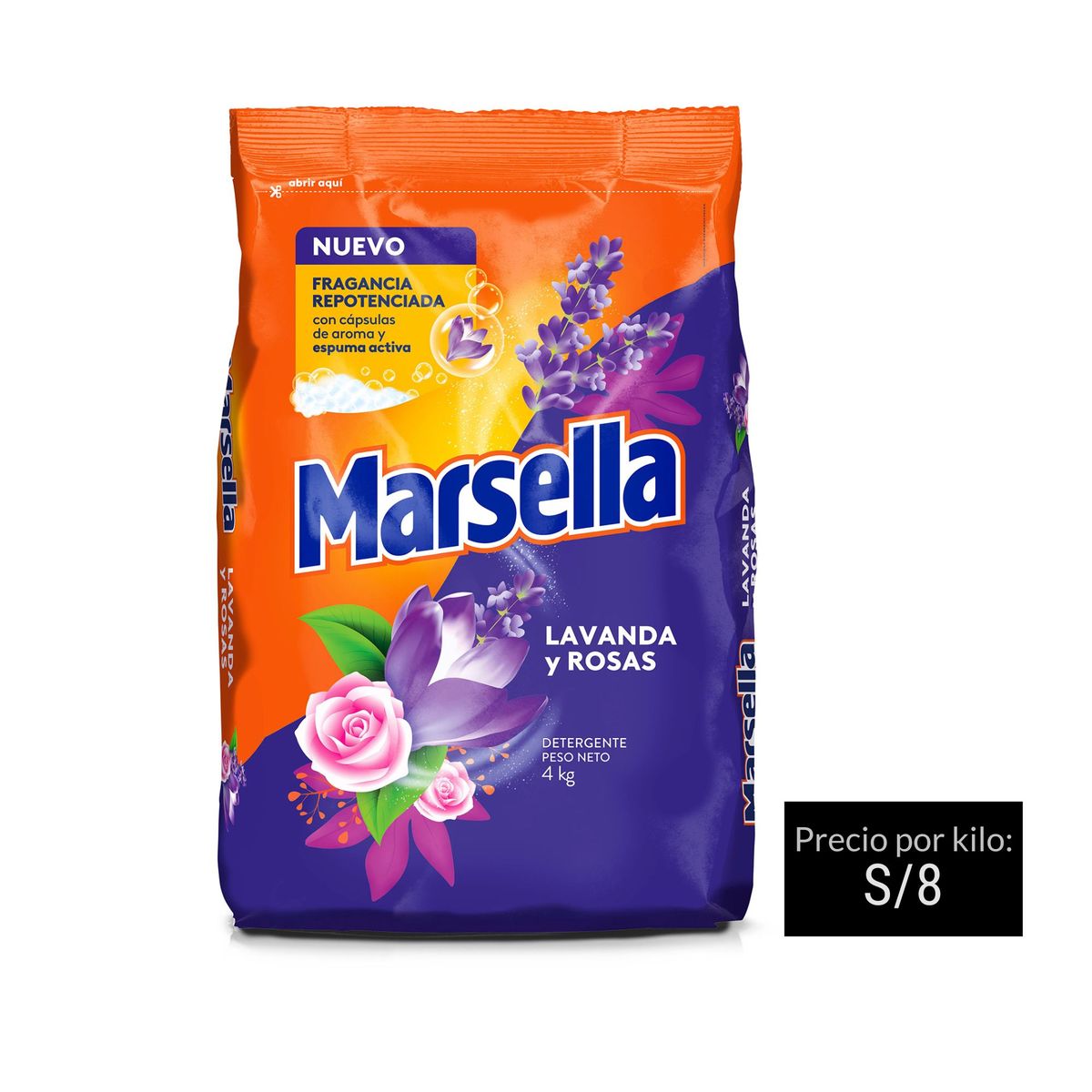 MARSELLA - Detergente En Polvo Lavanda Y Rosas 4Kg Marsella