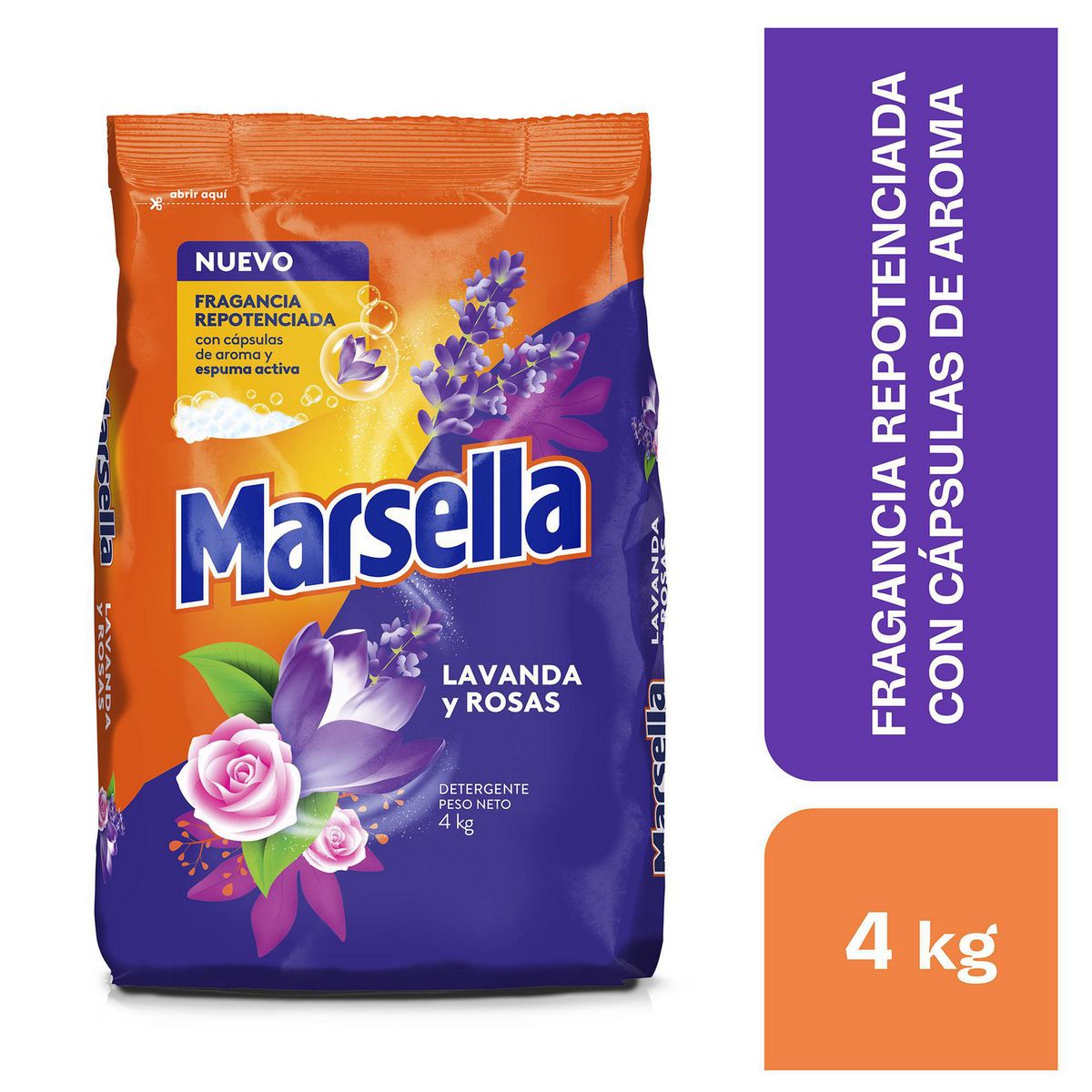 MARSELLA - Detergente En Polvo Lavanda Y Rosas 4Kg Marsella