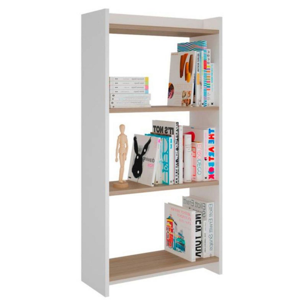 SILCOSIL - Estante Librero 4 Niveles Blanco/Madera