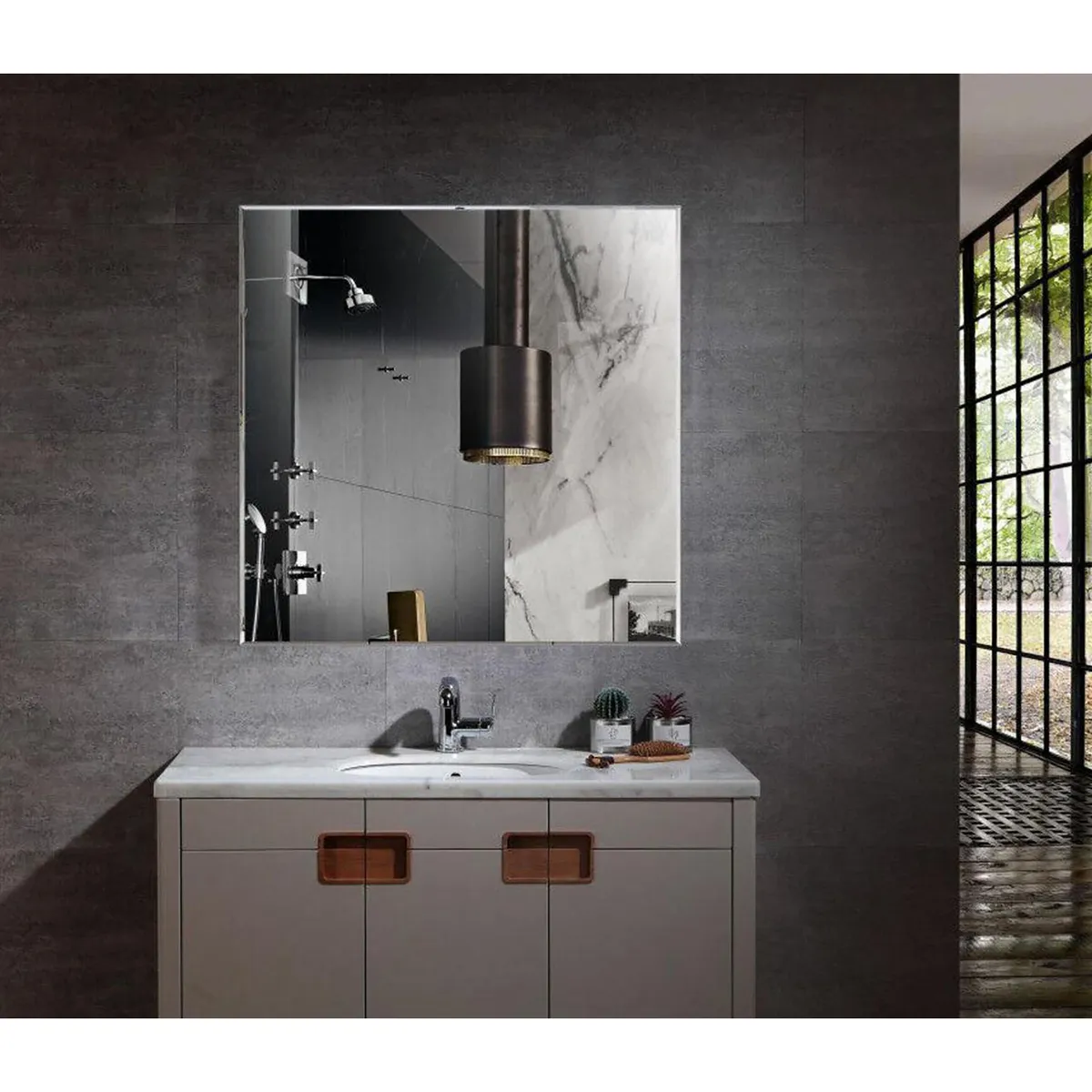 SENSI DACQUA - Espejo de Baño Forma Rectangular 100 x 100 cm Plateado