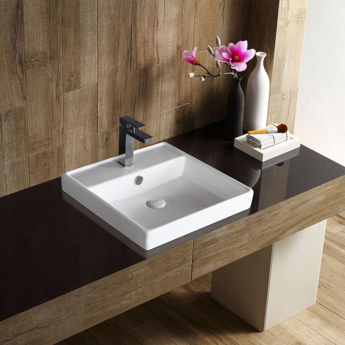 SENSI DACQUA - Lavamanos para Empotrar A Mueble Cuadrado Blanco 47x47cm