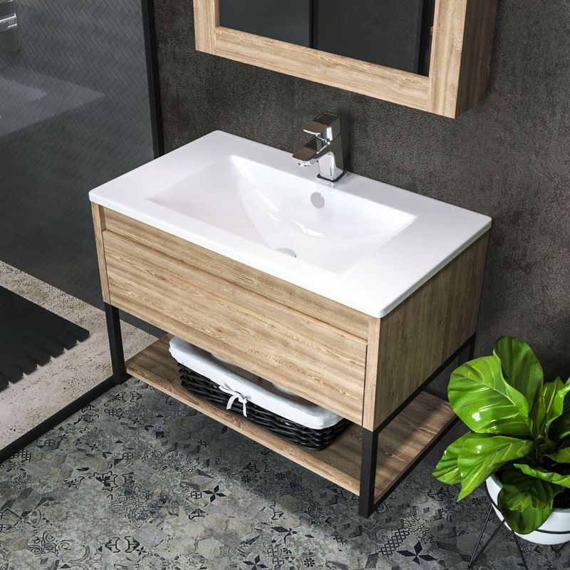 SENSI DACQUA - Lavamanos para Empotrar A Mueble Rectangular Blanco 82x46cm