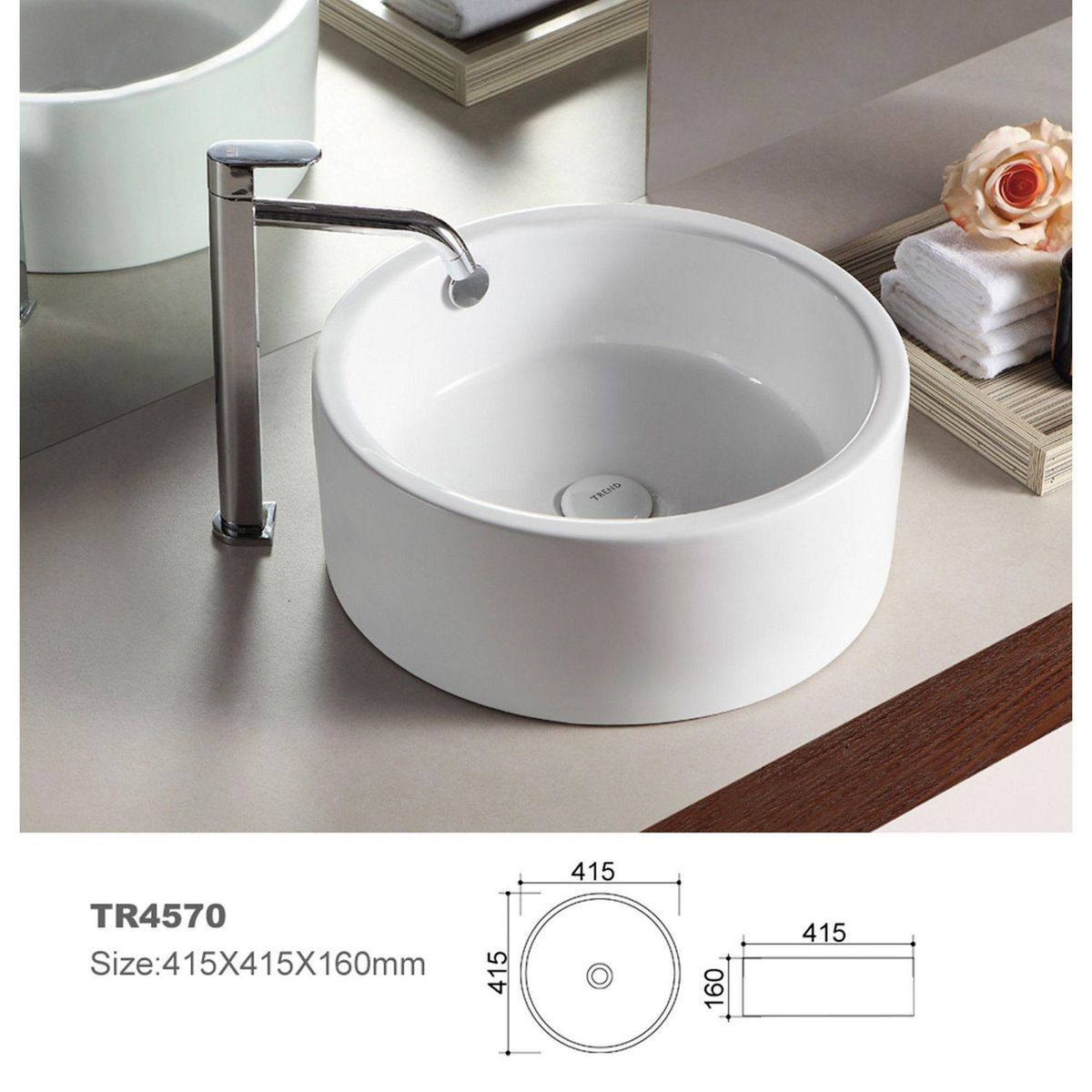 SENSI DACQUA - Lavamanos para Sobreponer Bari Redondo Blanco