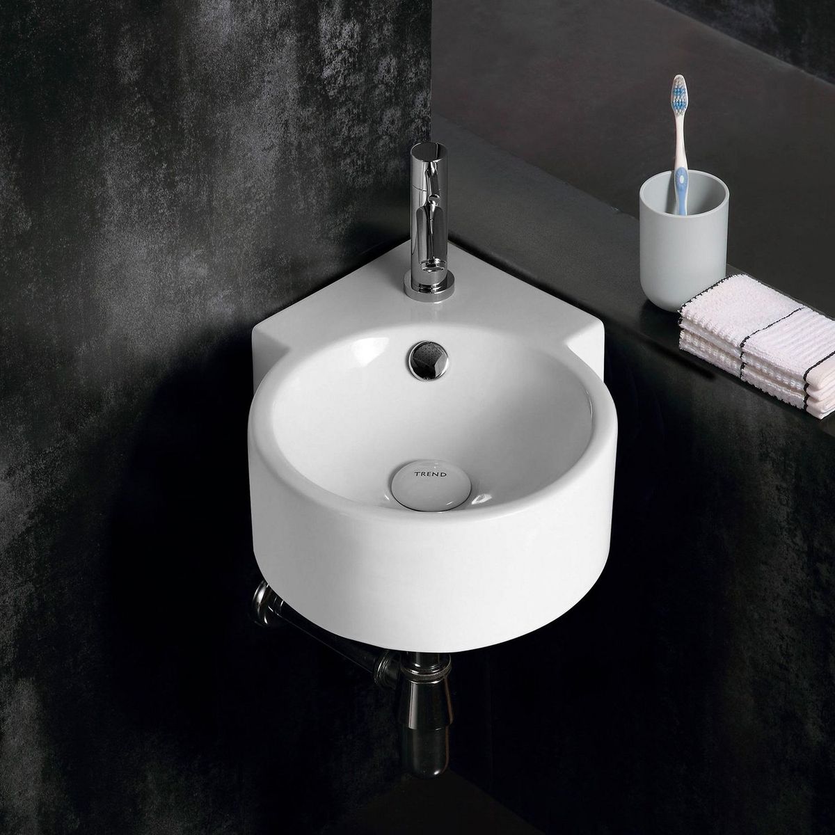 SENSI DACQUA - Lavamanos para Empotrar A Muro Esquinero Blanco 30x44cm