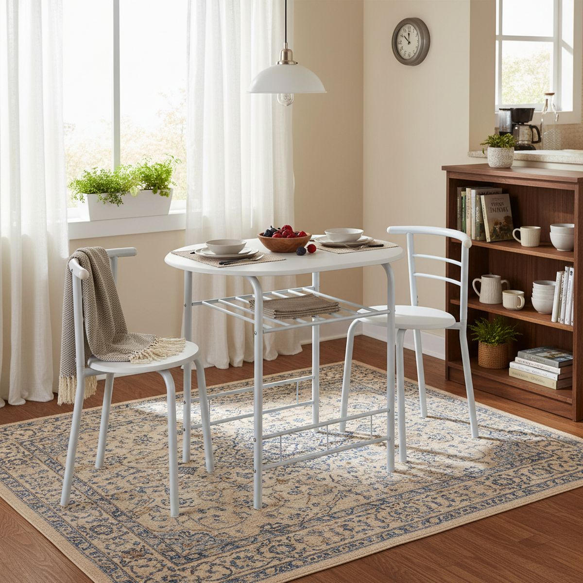 CASA BONITA - Juego de Comedor 2 Sillas Auxiliar Blanco