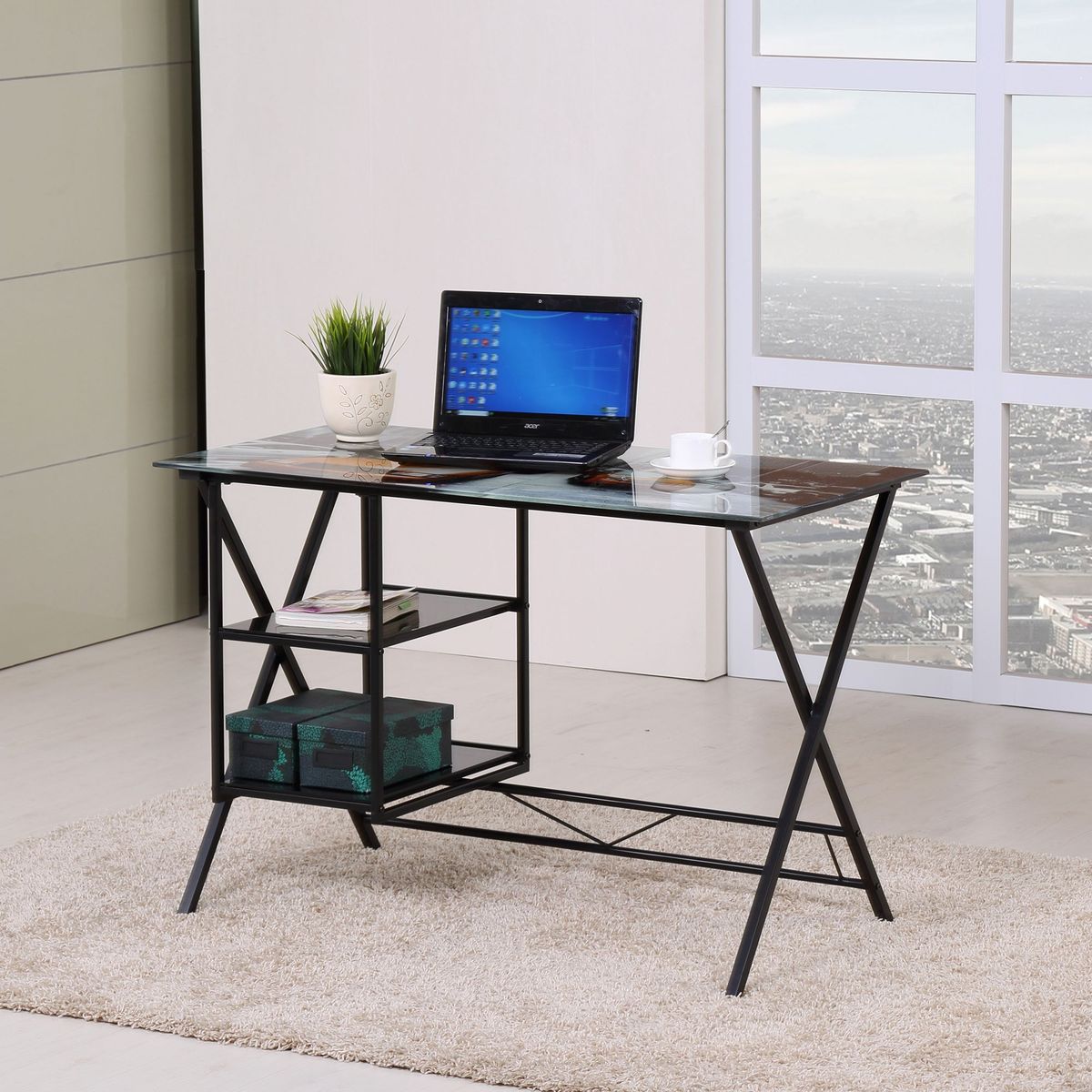 JUST HOME COLLECTION - Escritorio de Vidrio New York