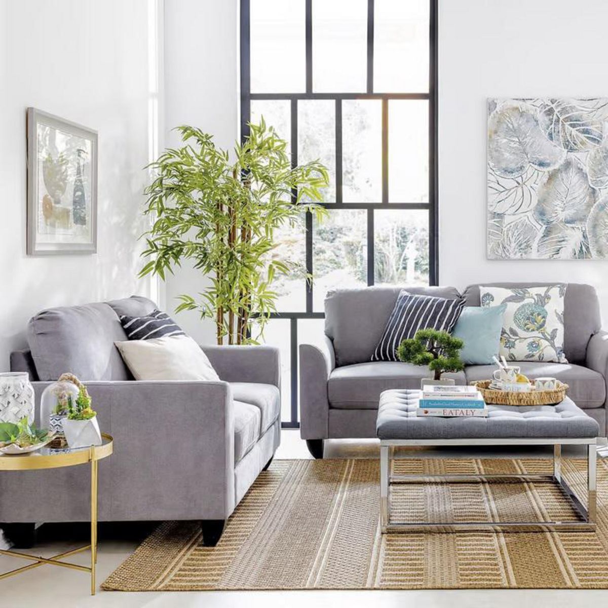 JUST HOME COLLECTION - Sofá 3 Cuerpos Clásico 178x86x86cm Gris