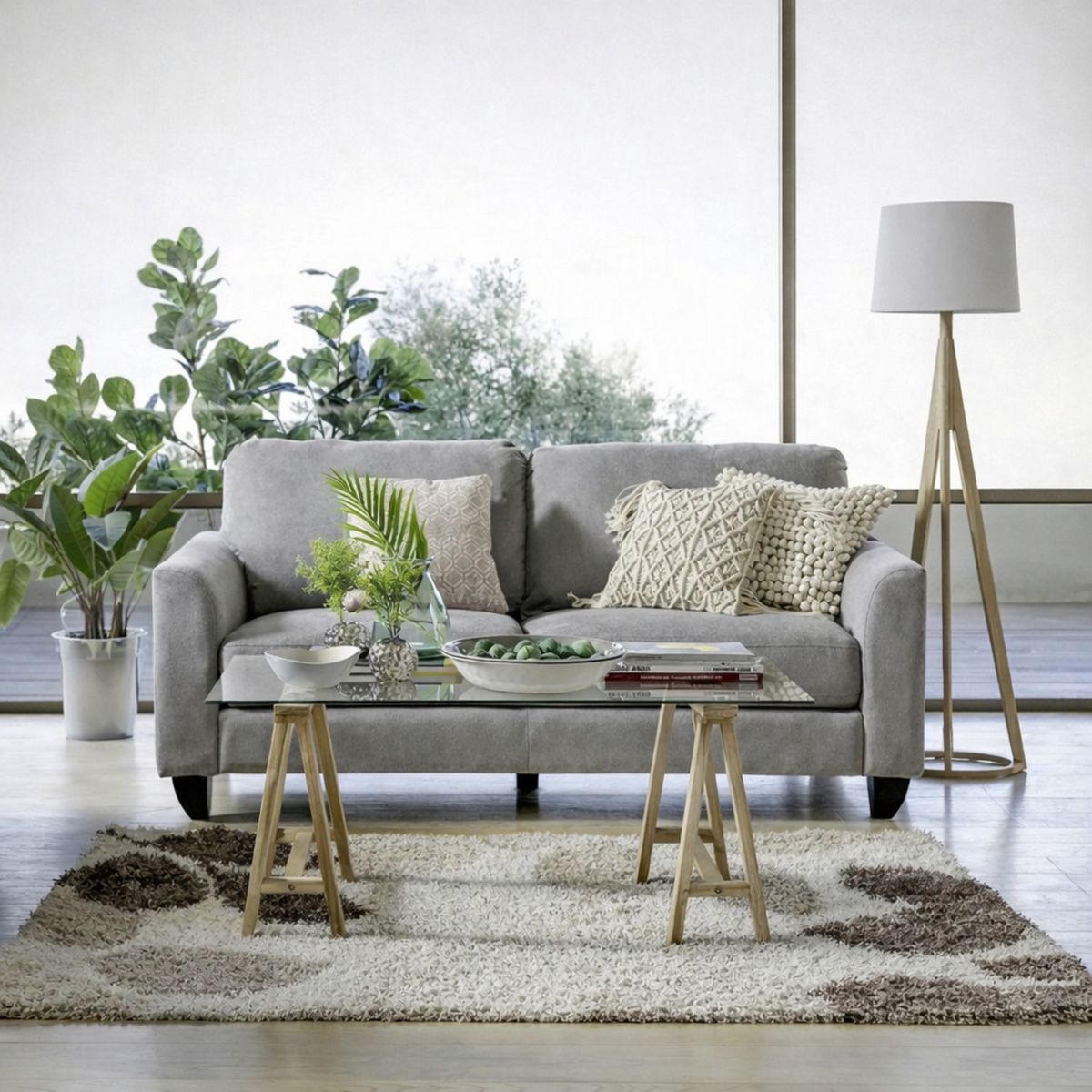 JUST HOME COLLECTION - Sofá 3 Cuerpos Clásico Gris