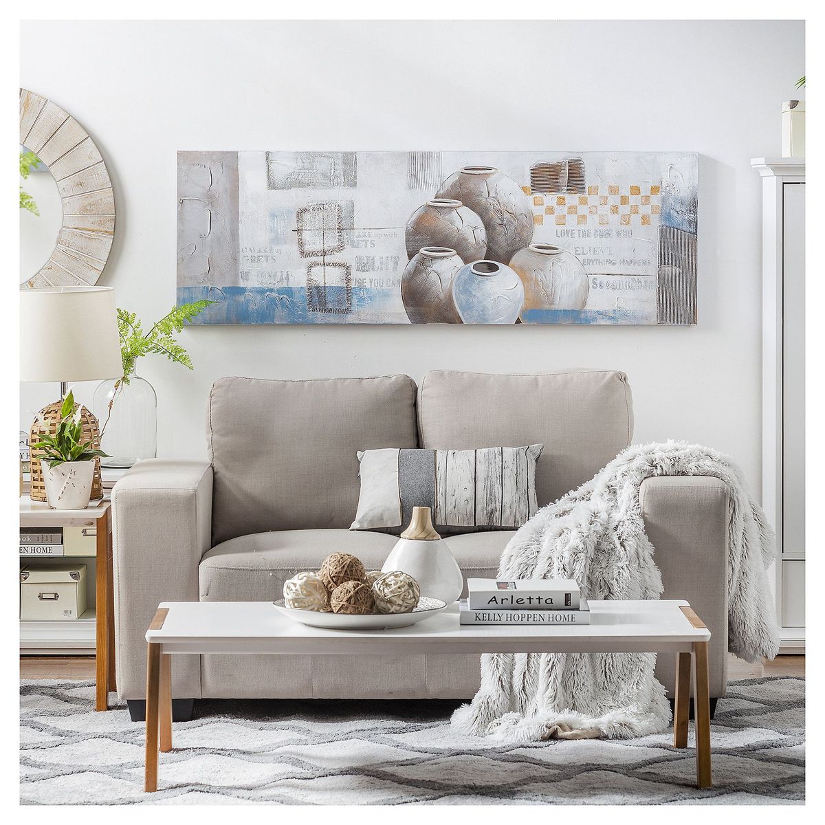 JUST HOME COLLECTION - Sofá 2 Cuerpos Clásico 142x6x86cm Beige