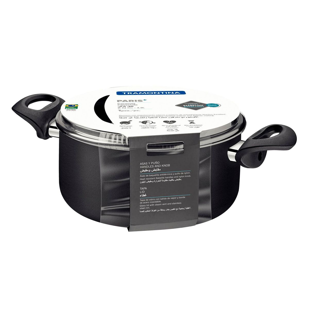 TRAMONTINA - Olla con Asas 24cm Negro París