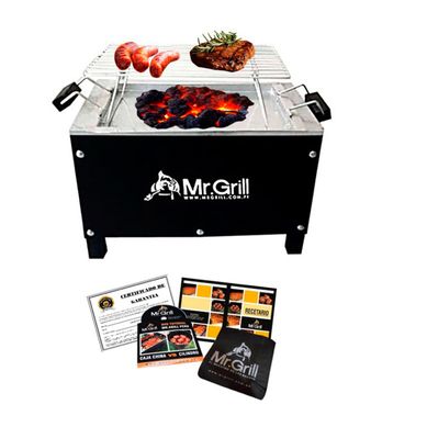 Caja China Mr Grill Chica 60x40x36cm Black Edition + Parrilla