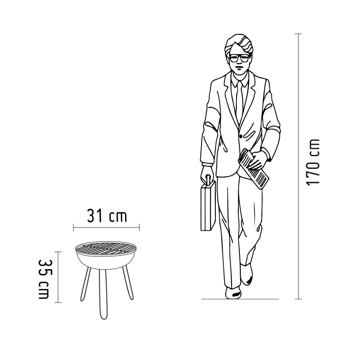 MR GRILL - Combo de Camping Mr Grill Parrilla a Carbón Redonda 35x31cm + Carbón
